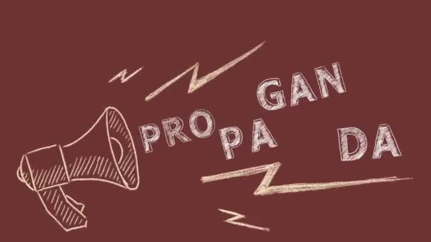 Propaganda Fake News Concept Illustration Red Background Megaphone Word Propaganda — Stok video