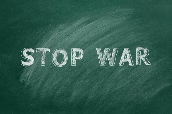 Lettering Stop War Hand Drawn Chalk School Greenboard — Zdjęcie stockowe