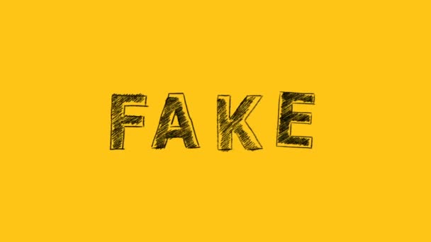 在黄色的粉笔上用粉笔写的 Fake 这个词 信息和虚假信息概念 假新闻 — 图库视频影像
