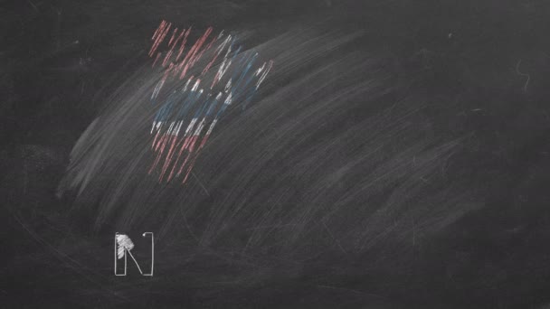 Этом Видео Показан Процесс Рисования Флага Норвегии Черной Школьной Доске — стоковое видео