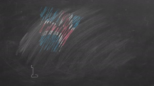 Toto Video Ukazuje Proces Kreslení Vlajky Islandu Černou Školní Tabuli — Stock video
