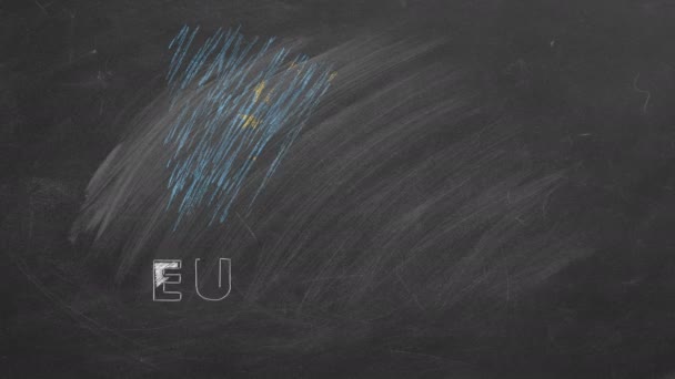 Este Video Muestra Proceso Dibujar Una Bandera Unión Europea Una — Vídeos de Stock