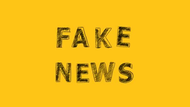Ordet Fake Nyhet Skrivet Gul Bakgrund Begreppet Information Och Desinformation — Stockvideo