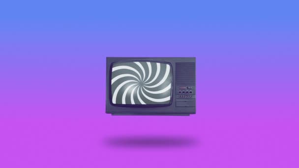 Hypnotická Spirála Televizní Obrazovky Symbolizuje Vliv Médií Vysílání Falešné Informace — Stock video