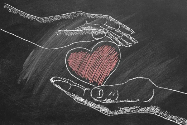 Male Female Hands Heart Concept Love Life Care Compassion Mercy — Photo