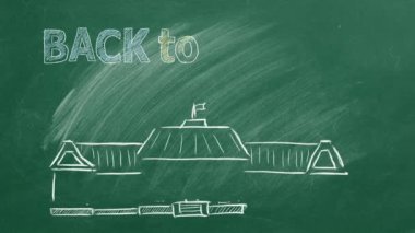 Elle çizilmiş ve canlandırılmış Okul 2023 'e geri dönüş kavramı tahtada.