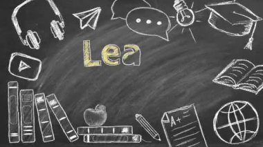 Tahtaya Almanca öğrenmeyi yazıyorum. Çeviri ile ilgili ve dil öğrenme simgesi seti. Eğitim konsepti. İletişim, yurtdışında eğitim, e-öğrenim, ev eğitimi gibi konularda kullanılabilir.