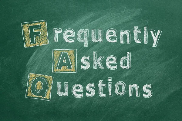 Faq Hand Drawn Text Frequently Asked Questions Greenboard — Stock Photo, Image