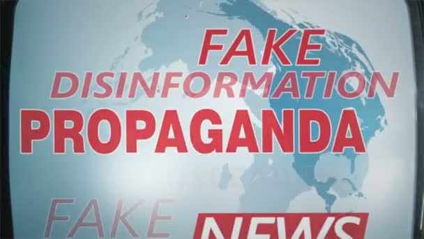 Uppsättning Retro Falska Nyheter Skärmen Sändningar Trolling Falsk Information Bluff — Stockvideo