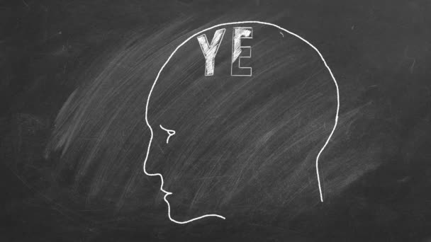 Профіль Голови Чоловіка Написом Yes Can Всередині Концепція Мотивації Впертості — стокове відео