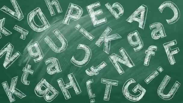 Uppercase Lowercase Latin Letters Written Chalk School Blackboard — Stock Video