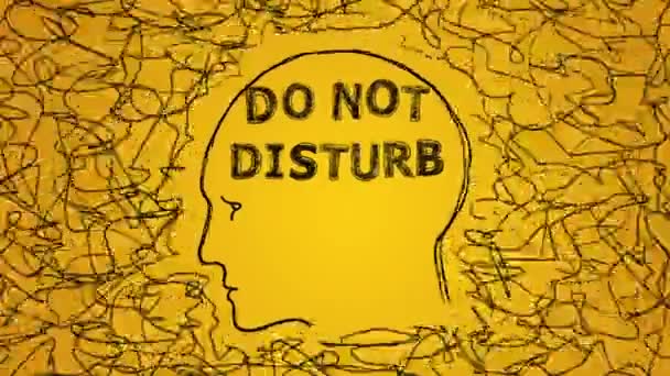 Disturb Text Human Head Illustration Yellow Background Trouble Concentrating — Stock Video