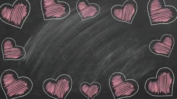 Love Inscription Chalk School Blackboard Valentines Day Love Concept — Stock Video