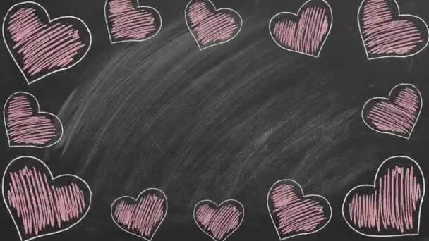Fronteira Coração Vermelho Para Dia Dos Namorados Fevereiro Ilustração Desenhada — Vídeo de Stock