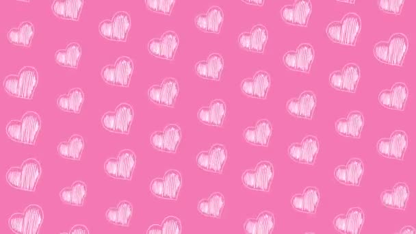 Анімаційний Візерунок Сердечками Намальованими Рожевому Тлі День Святого Валентина Романтичний — стокове відео
