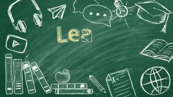 Letteren Learn Spanish Greenboard Vertaling Gerelateerde Taal Leren Icoon Set — Stockvideo