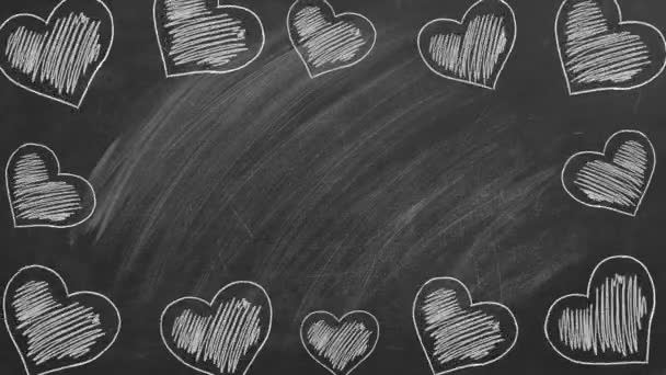 Amor Inscrição Giz Quadro Escola Dia Dos Namorados Conceito Amor — Vídeo de Stock