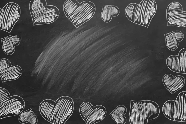 Fronteira Coração Para Dia Dos Namorados Fevereiro Ilustração Desenhada Mão — Fotografia de Stock