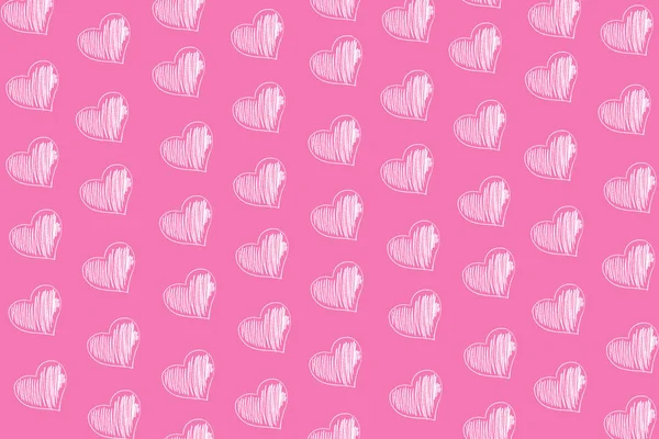 Pattern Hearts Drawn Pink Background Valentine Day Romantic Wedding Design — Stock Photo, Image