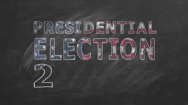 Inscriptie Presidthe Election 2024 Kleuren Van Amerikaanse Vlag Met Krijt — Stockvideo