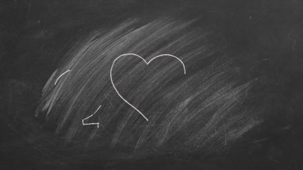 黑板上的女性符号 男性符号和心形 粉笔画和动画插图 爱情的概念 — 图库视频影像