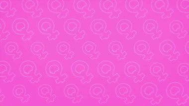 Pembe arka planda kadın cinsiyet simgeleri çizerken elde canlandırılmış arkaplan.