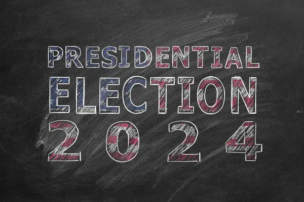 Iscrizione Presidential Election 2024 Nei Colori Della Bandiera Americana Disegnato — Foto Stock