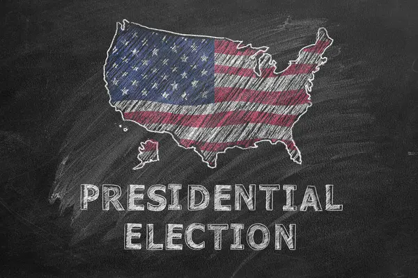 Inscrição Eleção Presidencial Mapa Dos Eua Nas Cores Bandeira Americana — Fotografia de Stock