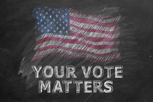 Scritta Your Vote Matters Bandiera Americana Disegnata Con Gesso Una — Foto Stock