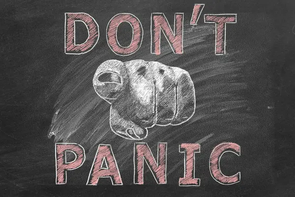 Closeup Human Hand Pointing You Lettering Dont Panic Illustration Drawn Stock Picture