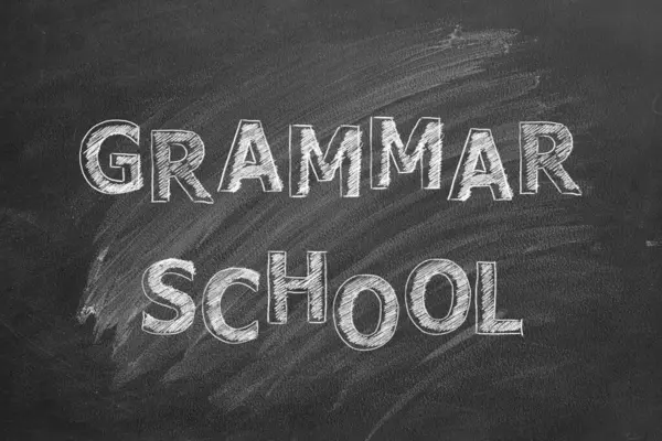 Lettering Grammar School Black Chalkboard — Stock Photo, Image