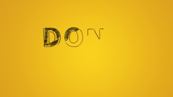 Hand Drawing Animated Text Dont Panic Yellow — Stock Video