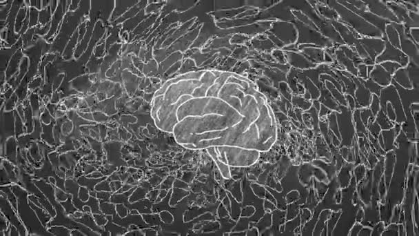 Ένα Προφίλ Εγκεφάλου Στον Πίνακα Περικυκλωμένο Από Ένα Περίπλοκο Δίκτυο Royalty Free Βίντεο Αρχείου