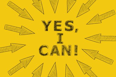 Evet, sarı arka planda harfler yazabiliyorum. Metanet, azim, motivasyon kavramı. Bir hedef belirle ve ona ulaş..