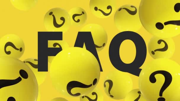 Πέφτει Μπάλες Ερωτηματικά Στο Κίτρινο Συχνές Ερωτήσεις Συχνές Ερωτήσεις — Αρχείο Βίντεο
