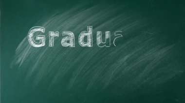 El çizimi metni. Tahtada 2024 mezuniyeti. Tebrikler mezunlar..