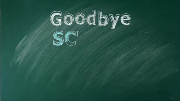 Desenho Mão Texto Animado Adeus Escola Olá Piscina Quadro Verde — Vídeo de Stock