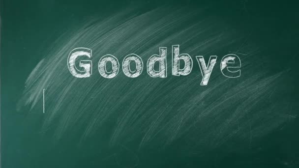Tekst Napisany Kredą Goodbye First Grade Zielonej Tablicy Oznaczającej Koniec — Wideo stockowe