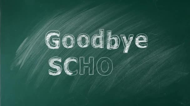 Chalk Written Goodbye School Classic Green Chalkboard Signaling End Academic — Stock Video