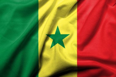 Senegal 'in saten kumaşlı 3 boyutlu gerçekçi bayrağı