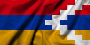 Realistic 3D Flag of Artsakh with satin fabric texture