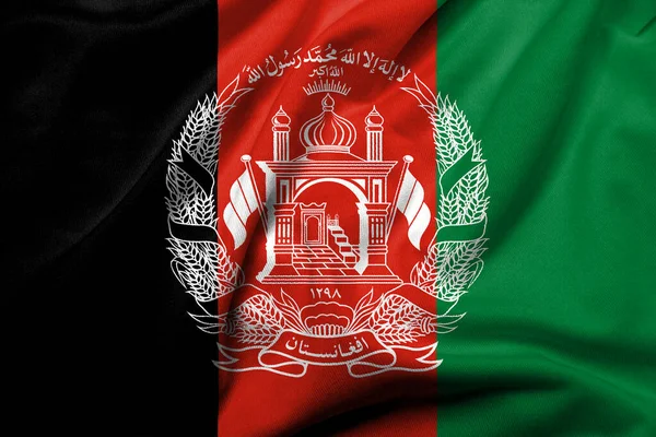 Realistic Flag Afghanistan 2004 2021 Satin Fabric Texture — Stockfoto