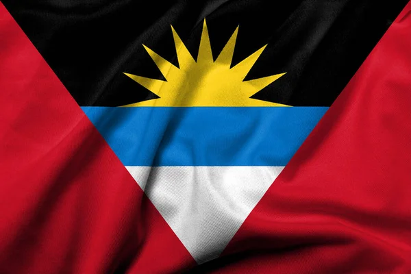 Realistic Flag Antigua Barbuda Satin Fabric Texture — Φωτογραφία Αρχείου