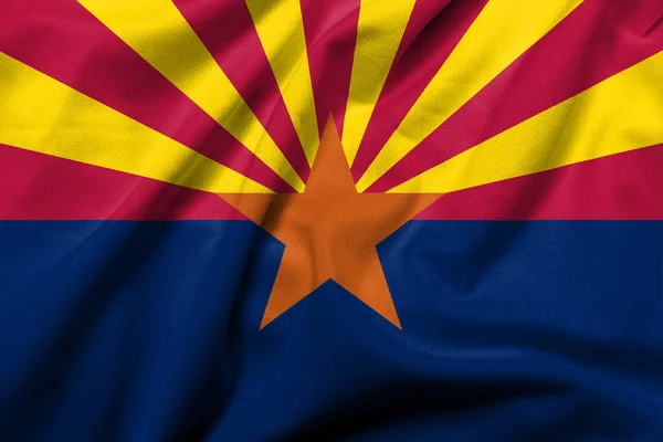 Bandiera Realistica Dell Arizona Con Trama Tessuto Raso — Foto Stock