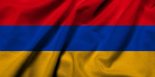 Realistic Flag Armenia Satin Fabric Texture — ストック写真