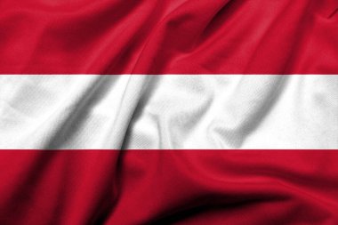 Realistic 3D Flag of Austria with satin fabric texture