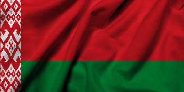 Realistic 3D Flag of Belarus with satin fabric texture