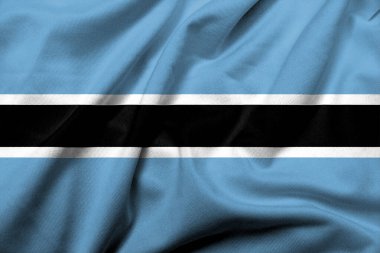Realistic 3D Flag of Botswana with satin fabric texture