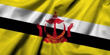 Realistic 3D Flag of Brunei with satin fabric texture