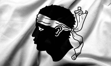 Realistic 3D Flag of Corsica with satin fabric texture
